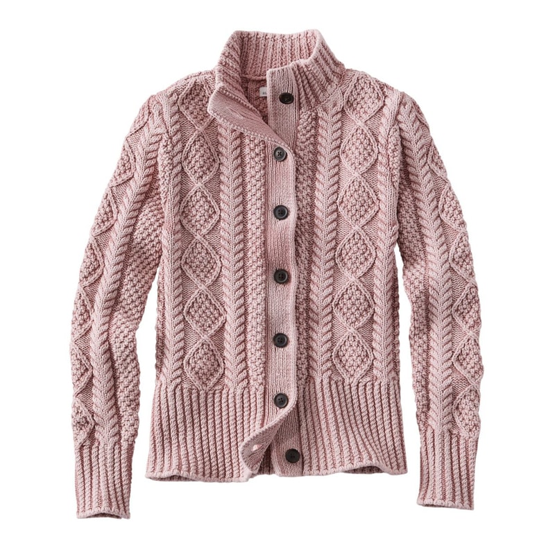 米国フィット・レギュラー シグネチャー・コットン・フィッシャーマン・セーター、ショート・カーディガン ウォッシュ