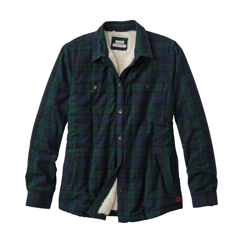 ジャパン・フィット スコッチ・プラッド・フランネル・シャツ、シェルパフリースの裏地付き