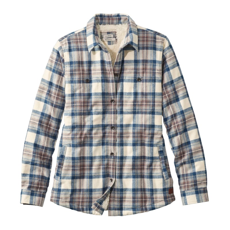 ジャパン・フィット スコッチ・プラッド・フランネル・シャツ、シェルパフリースの裏地付き