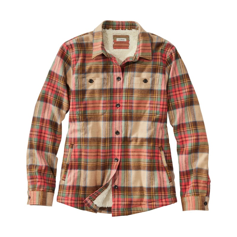 ジャパン・フィット スコッチ・プラッド・フランネル・シャツ、シェルパフリースの裏地付き