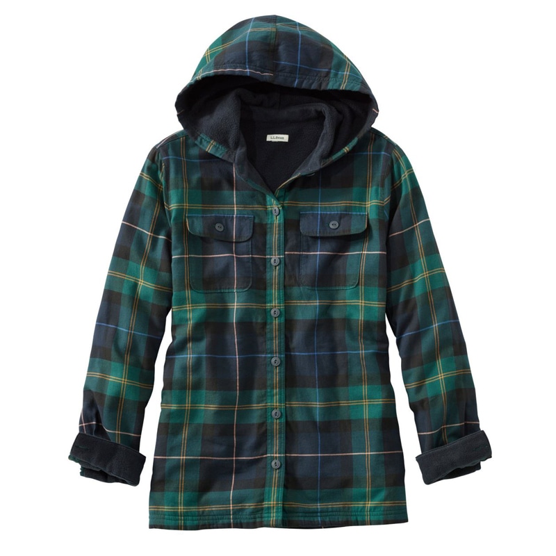 ジャパン・フィット フリースラインド・フランネル・シャツ、フーディ プラッド