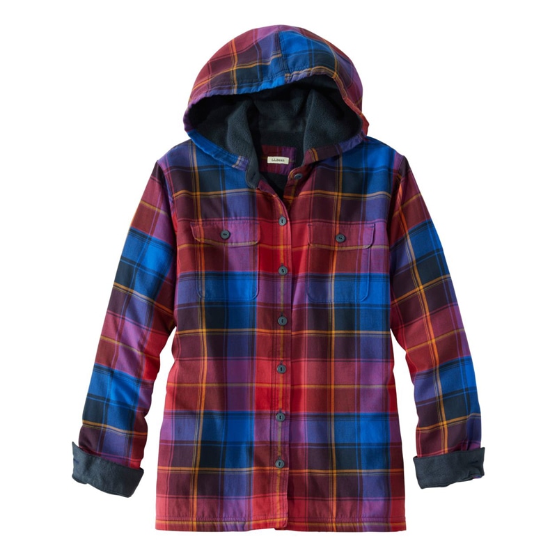 ジャパン・フィット フリースラインド・フランネル・シャツ、フーディ プラッド