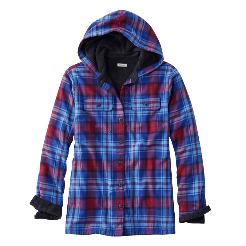 ジャパン・フィット フリースラインド・フランネル・シャツ、フーディ プラッド