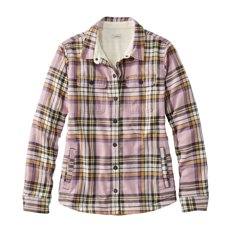 ジャパン・フィット フリースラインド・フランネル・シャツ、スナップフロント プラッド