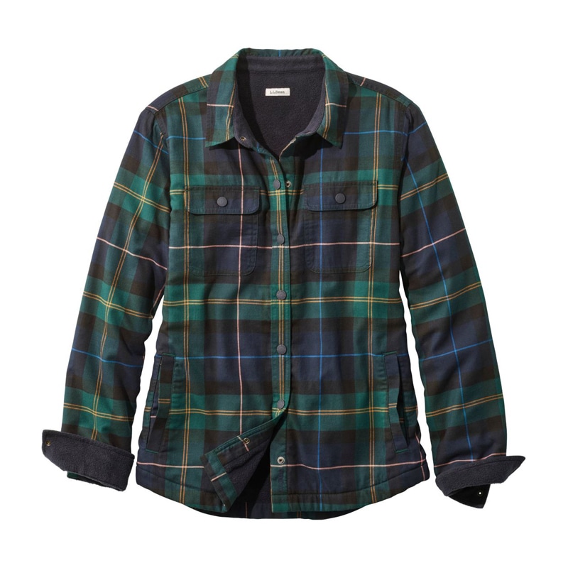 ジャパン・フィット フリースラインド・フランネル・シャツ、スナップフロント プラッド