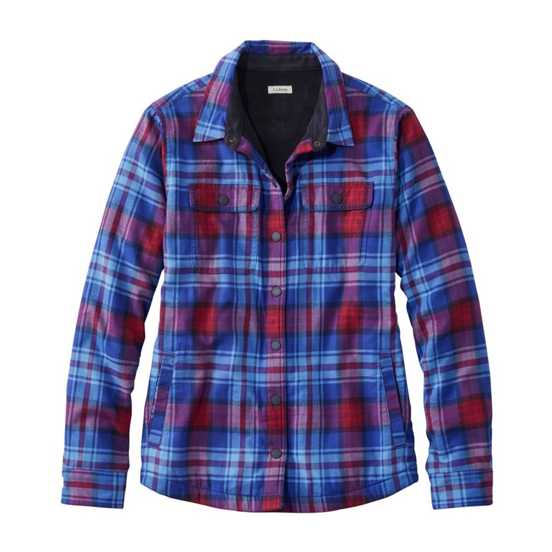 ジャパン・フィット フリースラインド・フランネル・シャツ、スナップフロント プラッド