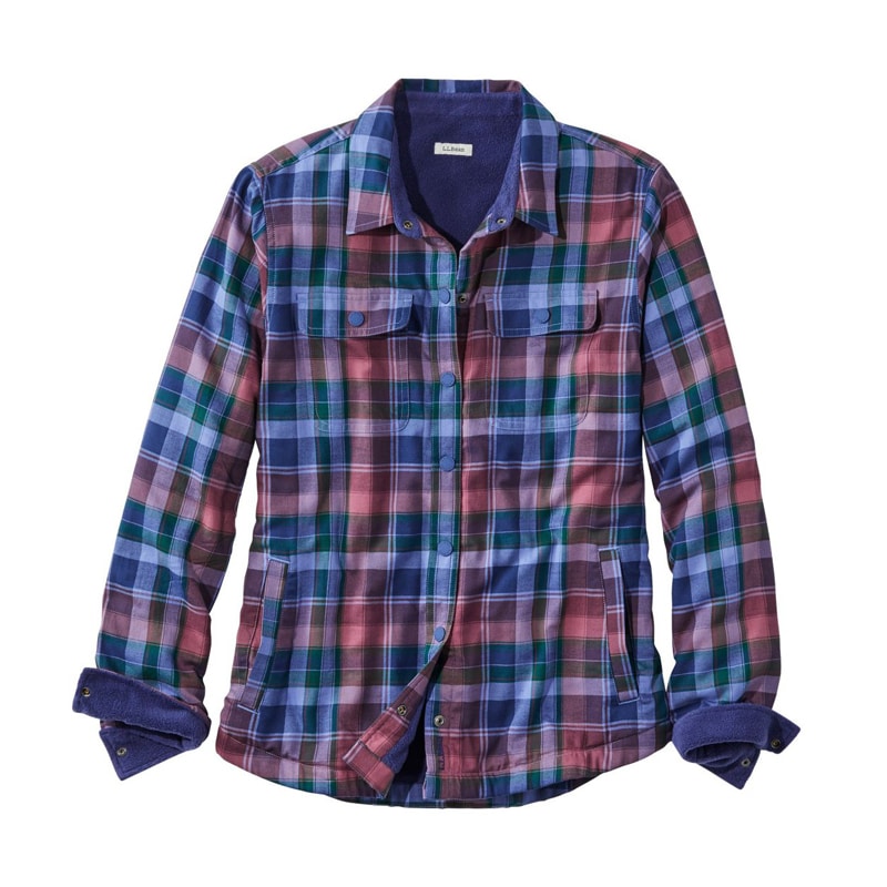 ジャパン・フィット フリースラインド・フランネル・シャツ、スナップフロント プラッド