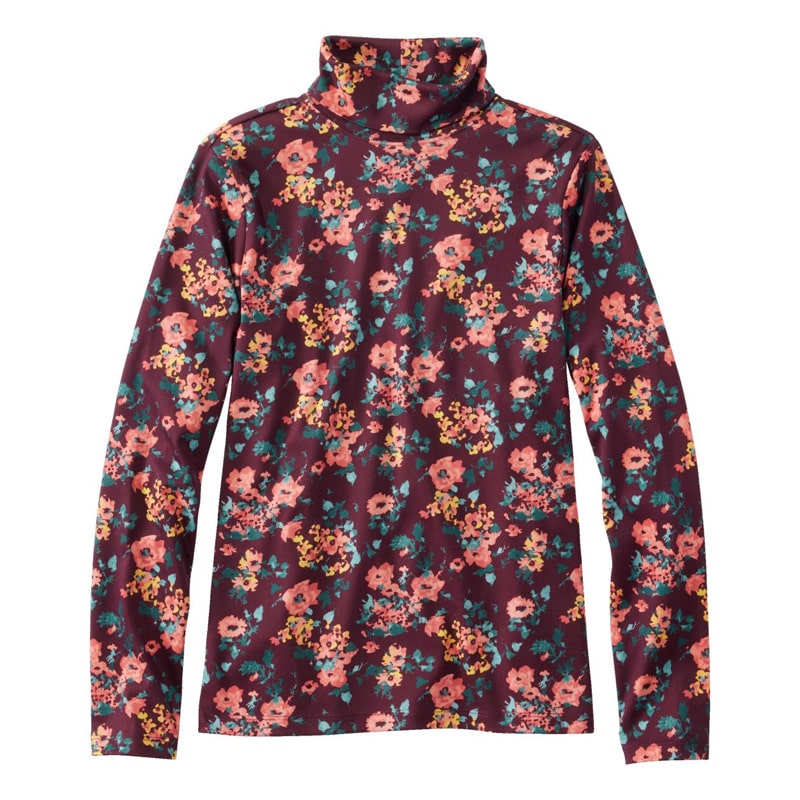 米国フィット・レギュラー ピマ・コットン・ティ、長袖 タートルネック プリント