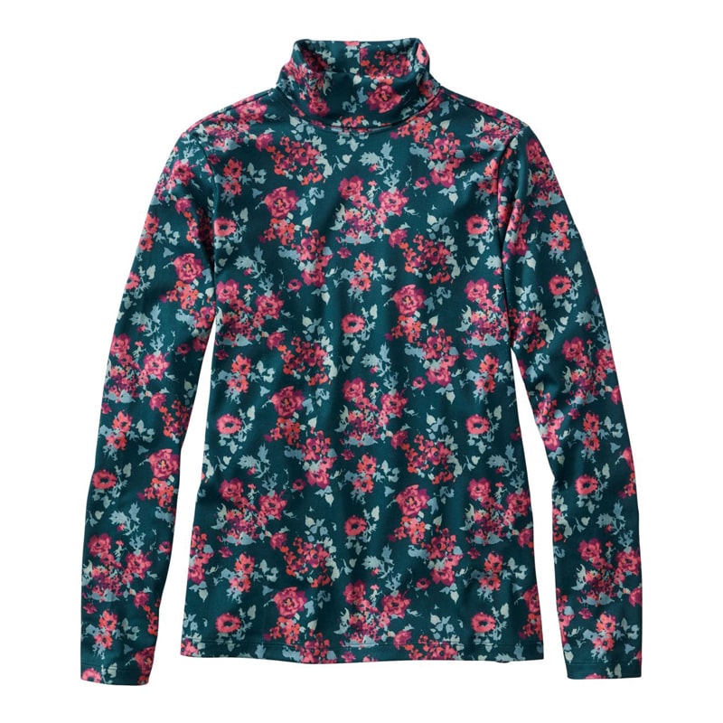 米国フィット・レギュラー ピマ・コットン・ティ、長袖 タートルネック プリント