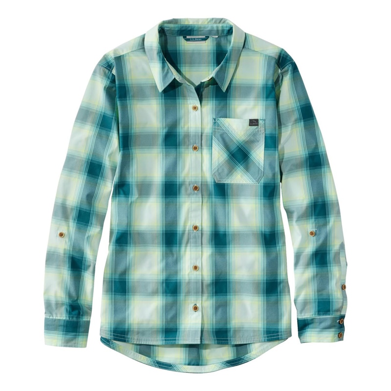 米国フィット・レギュラー エブリデイ・サンスマート・ウーブン・シャツ、長袖 プラッド