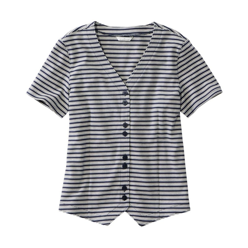 米国フィット・レギュラー シグネチャー・ボタンフロント・ニット・トップ