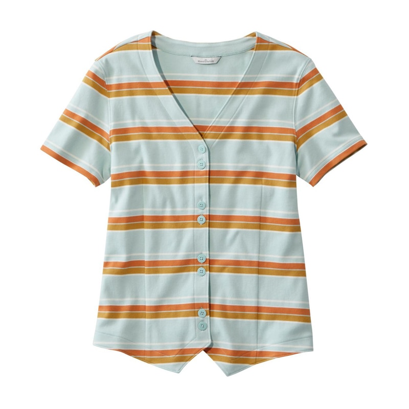 米国フィット・レギュラー シグネチャー・ボタンフロント・ニット・トップ