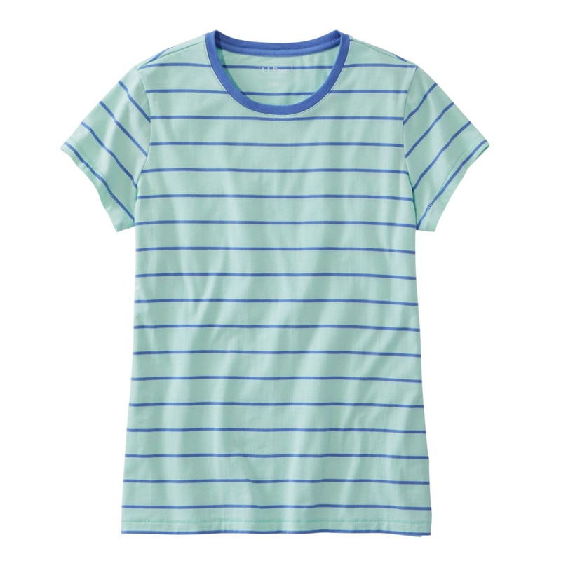 米国フィット・レギュラー ソフト・ストレッチ・スーピマ・ティ、半袖 クルーネック ストライプ