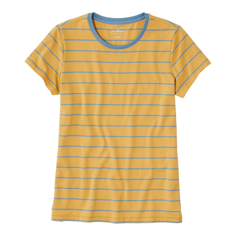 米国フィット・レギュラー ソフト・ストレッチ・スーピマ・ティ、半袖 クルーネック ストライプ