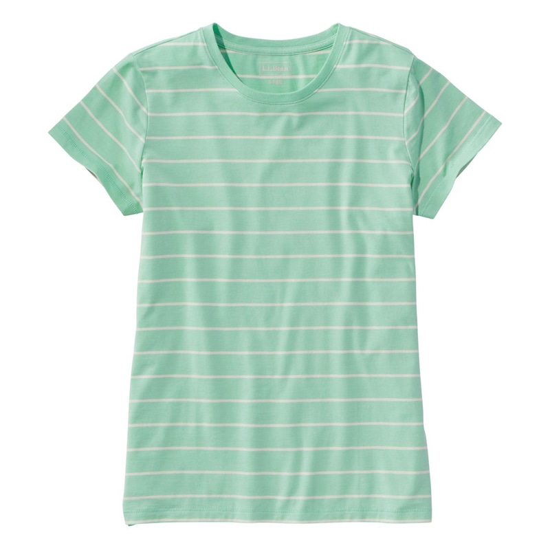 米国フィット・レギュラー ソフト・ストレッチ・スーピマ・ティ、半袖 クルーネック ストライプ