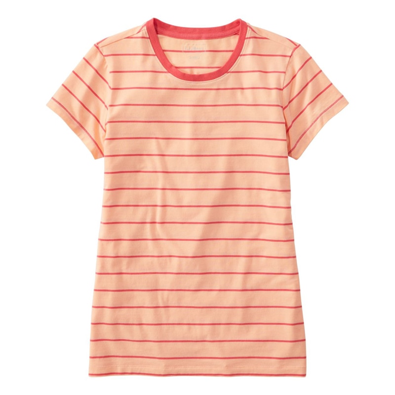 米国フィット・レギュラー ソフト・ストレッチ・スーピマ・ティ、半袖 クルーネック ストライプ