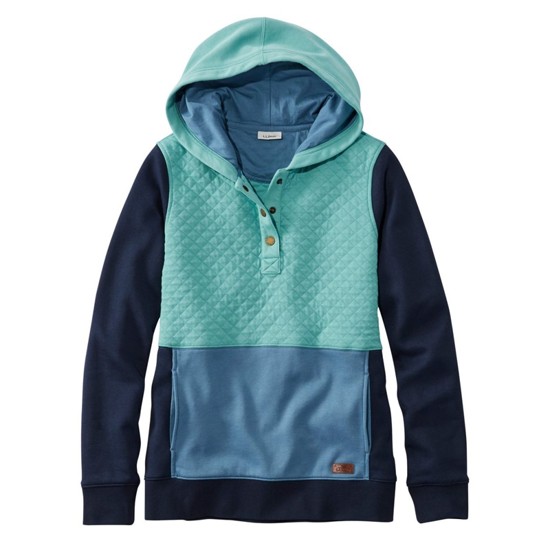 米国フィット・レギュラー キルト・スウェットシャツ・フード・プルオーバー、カラーブロック