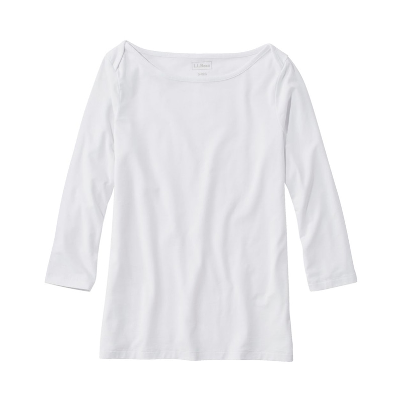 米国フィット・レギュラー ソフト・ストレッチ・スーピマ・ティ、7分丈袖 ボートネック