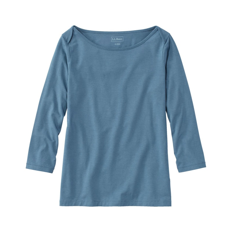 米国フィット・レギュラー ソフト・ストレッチ・スーピマ・ティ、7分丈袖 ボートネック