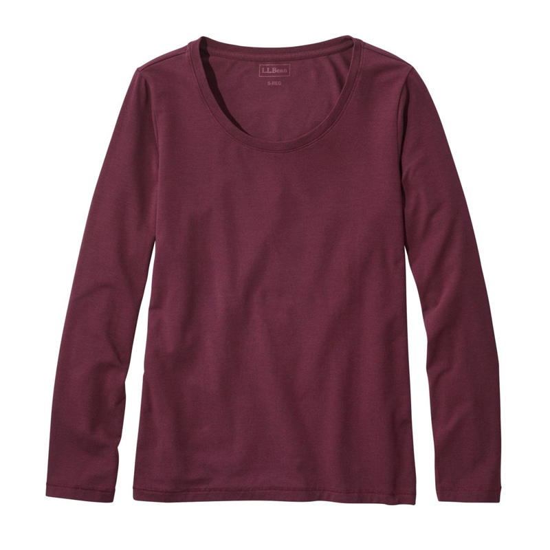 米国フィット・レギュラー ソフト・ストレッチ・スーピマ・ティ、長袖 スクープネック