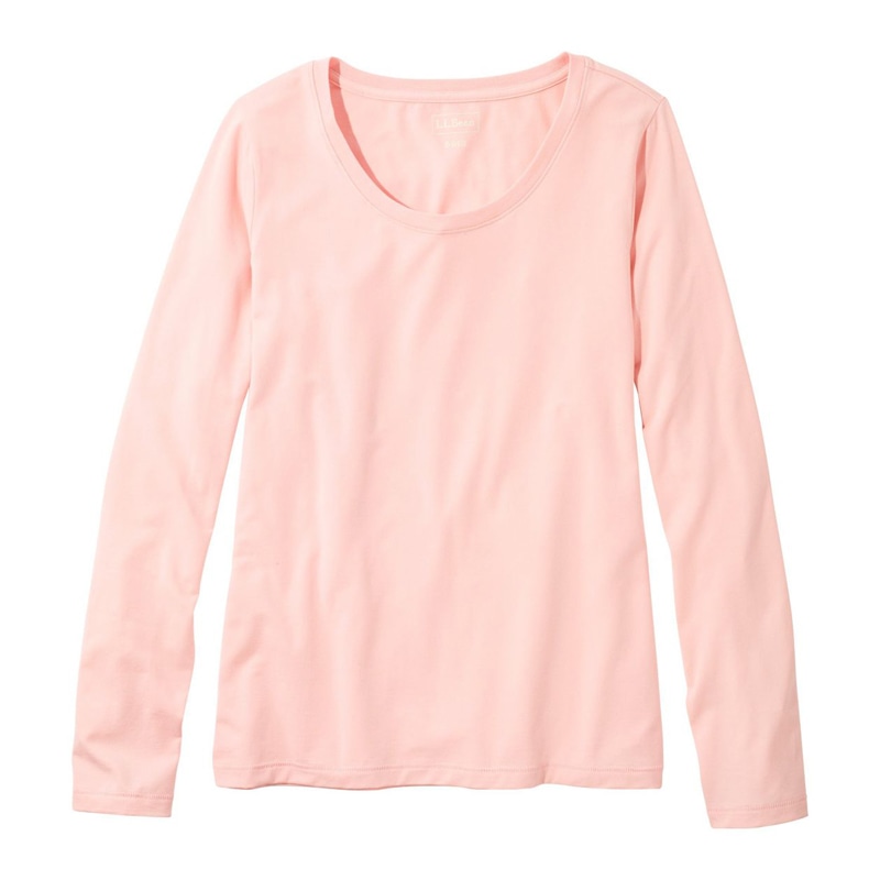 米国フィット・レギュラー ソフト・ストレッチ・スーピマ・ティ、長袖 スクープネック