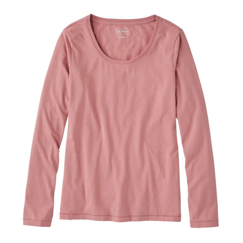 米国フィット・レギュラー ソフト・ストレッチ・スーピマ・ティ、長袖 スクープネック