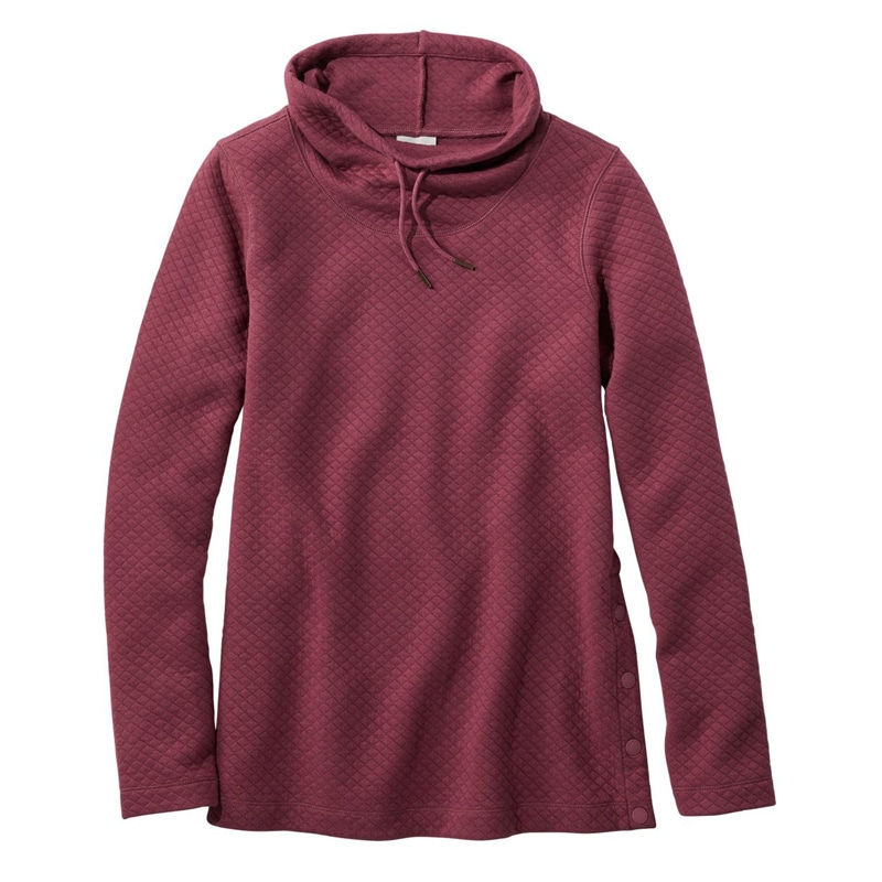 米国フィット・プチ ソフトライト・キルト・トップ、ファネルネック・プルオーバー