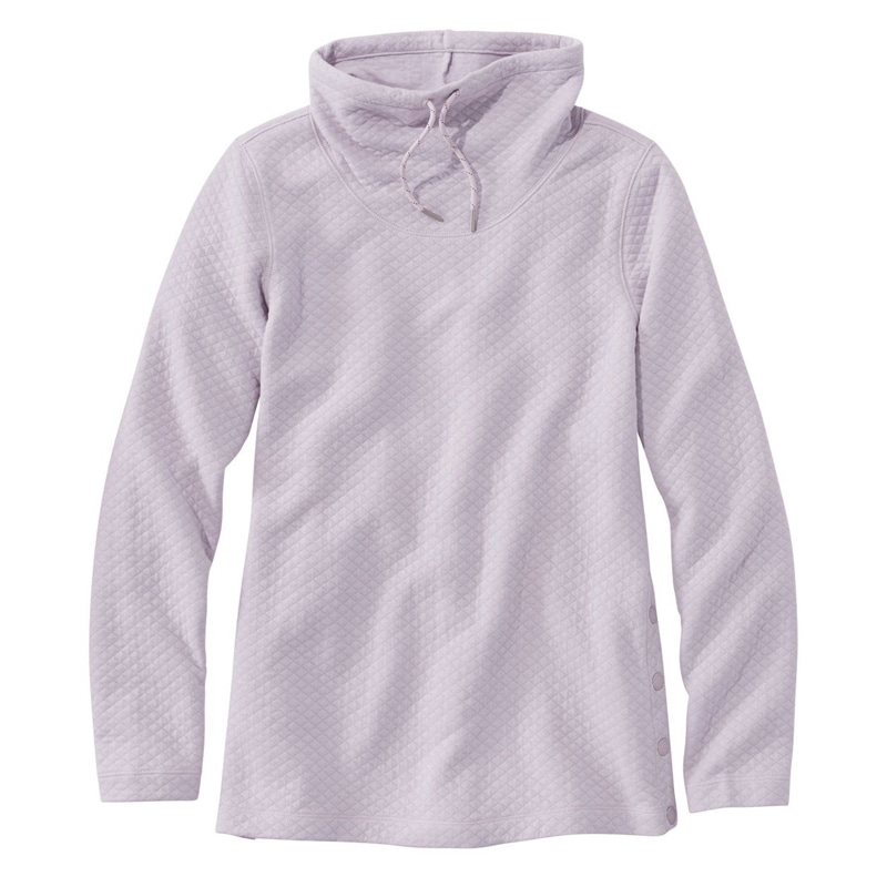 米国フィット・プチ ソフトライト・キルト・トップ、ファネルネック・プルオーバー