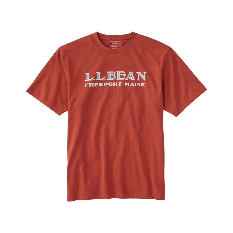 ジャパン・フィット ケアフリー・アンシュリンカブル・ティ、半袖 エル・エル・ビーン・ロゴ