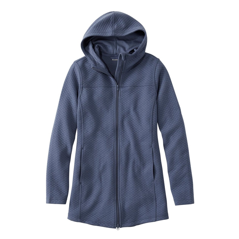 米国フィット・レギュラー ソフトライト・キルト・トップ、フルジップ・チュニック