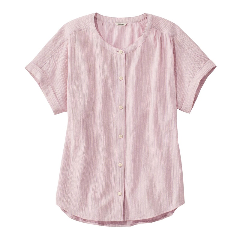 ジャパン・フィット ソフト・コットン・クリンクル・シャツ、半袖 プリント