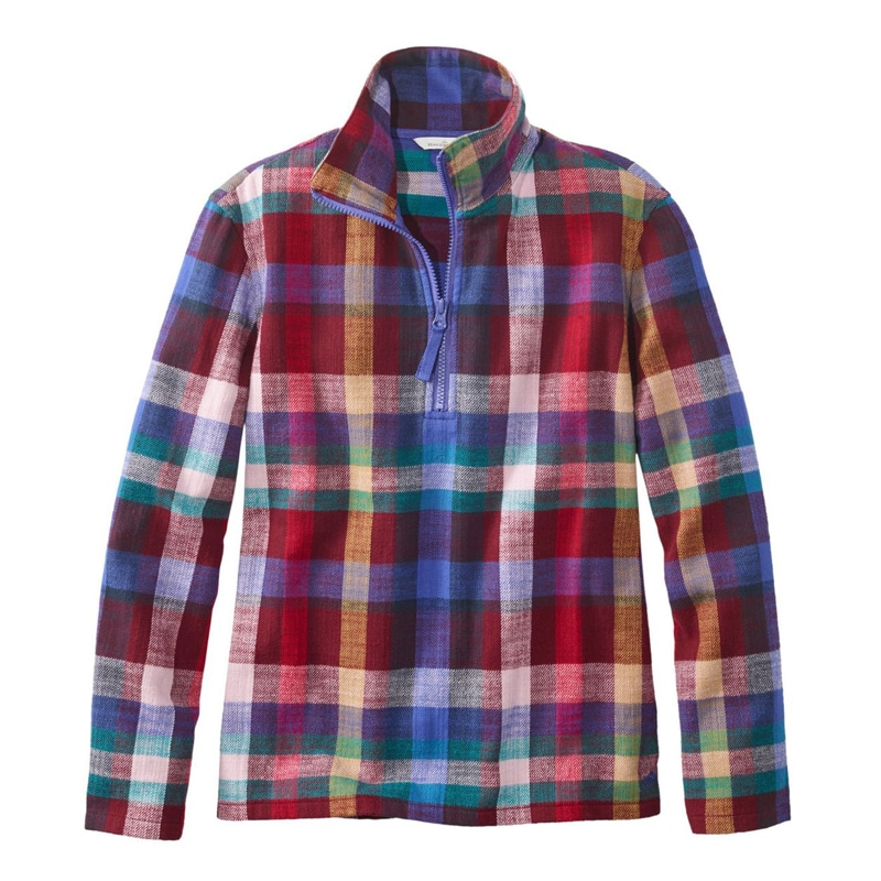 米国フィット・レギュラー シグネチャー・ヘリテージ・テクスチャード・フランネル・シャツ、クォータージップ