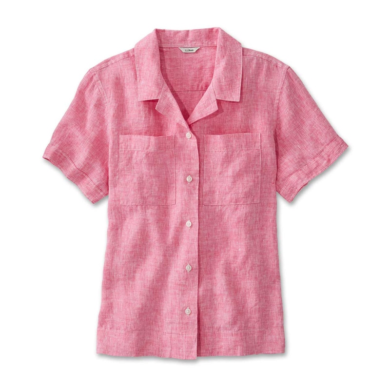 ジャパン・フィット プレミアム・ウォッシャブル・リネン・キャンプ・シャツ、半袖