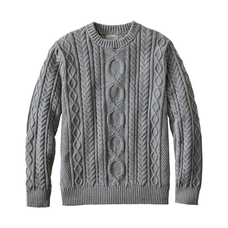 米国フィット・レギュラー ビーンズ・ヘリテージ・ソフト・コットン・フィッシャーマン・セーター、クルーネック