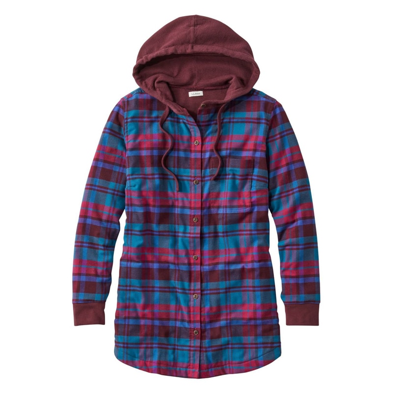 米国フィット・レギュラー ビーンフレックス・オールシーズン・フランネル・シャツ、ラインド・フーディ