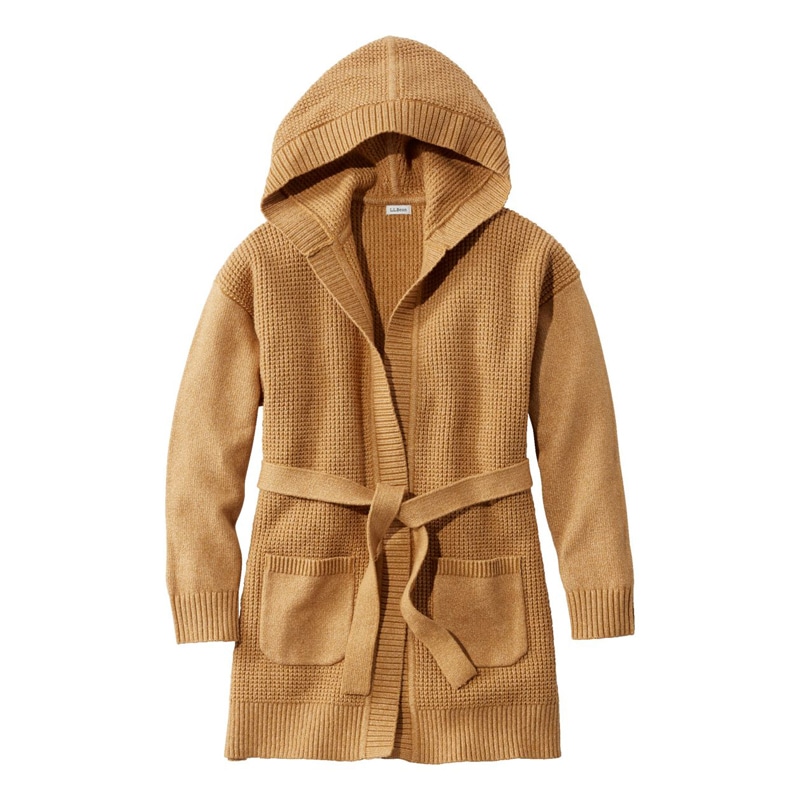 米国フィット・レギュラー オールデイ・ワッフル・セーター、フード・ラップ・カーディガン