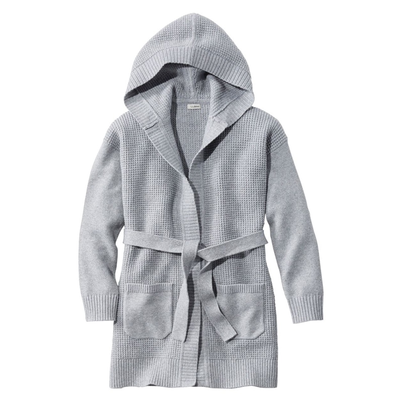 米国フィット・レギュラー オールデイ・ワッフル・セーター、フード・ラップ・カーディガン