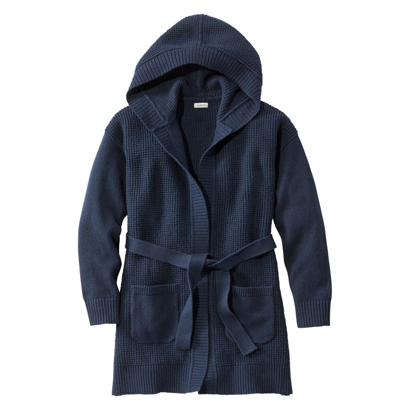 米国フィット・レギュラー オールデイ・ワッフル・セーター、フード・ラップ・カーディガン