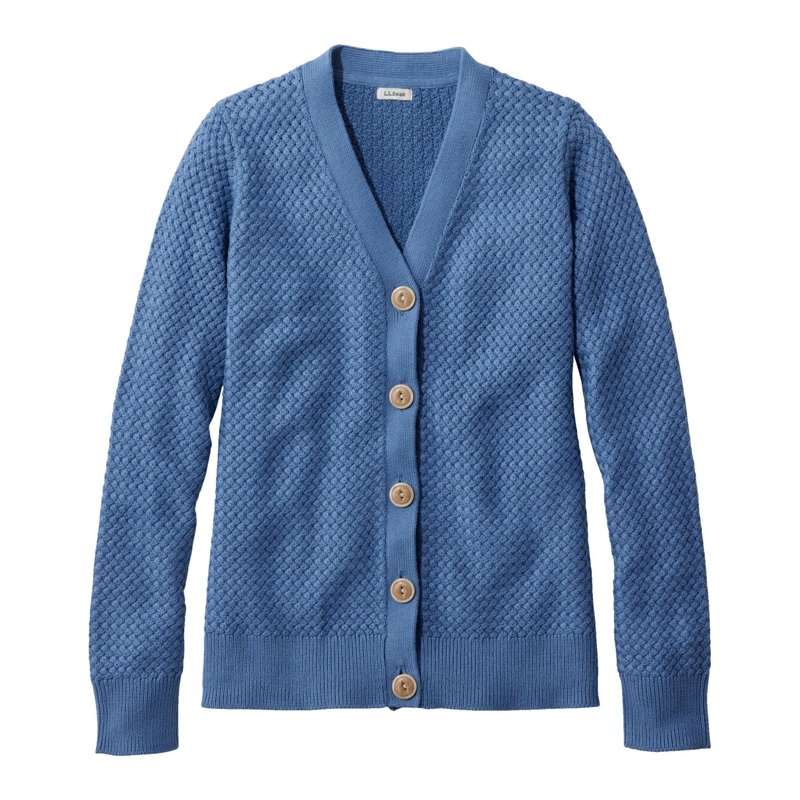 米国フィット・レギュラー バスケットウィーブ・セーター、ボタンフロント・カーディガン