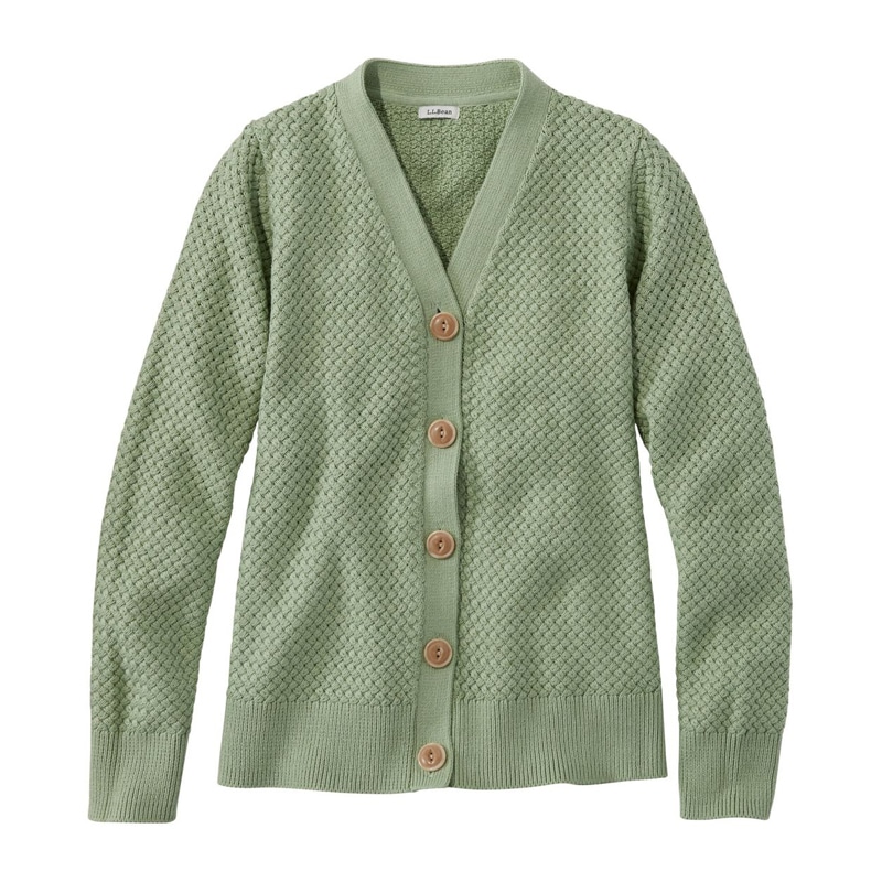 米国フィット・レギュラー バスケットウィーブ・セーター、ボタンフロント・カーディガン