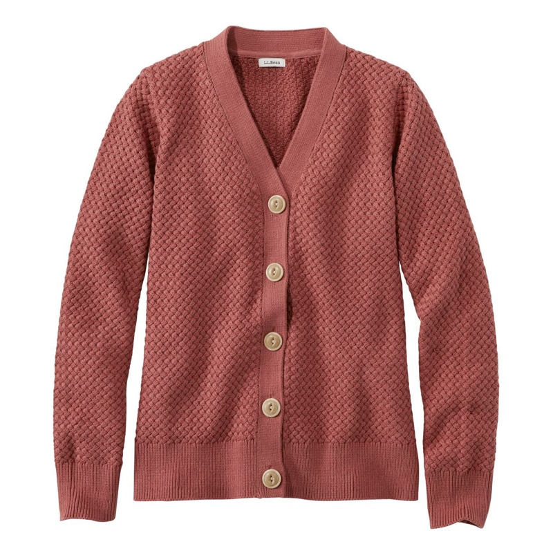 米国フィット・レギュラー バスケットウィーブ・セーター、ボタンフロント・カーディガン