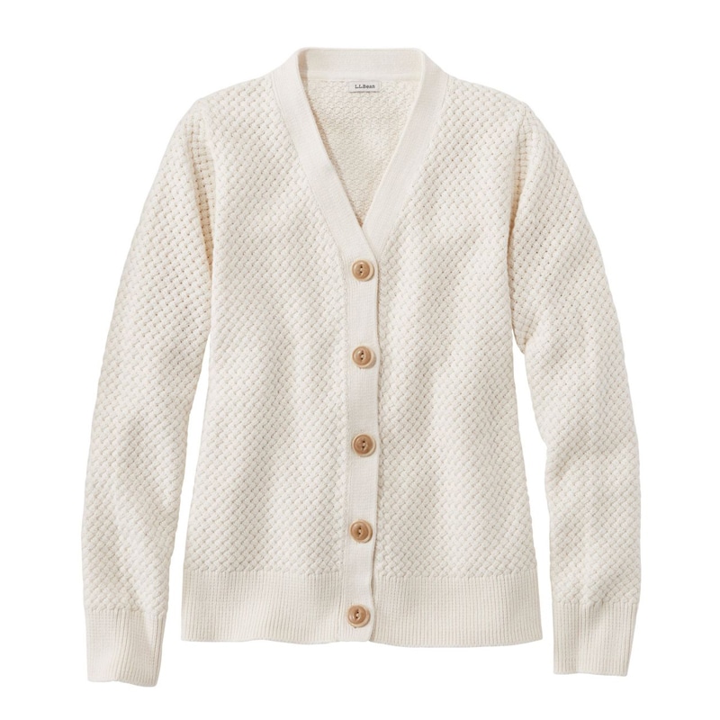 米国フィット・レギュラー バスケットウィーブ・セーター、ボタンフロント・カーディガン