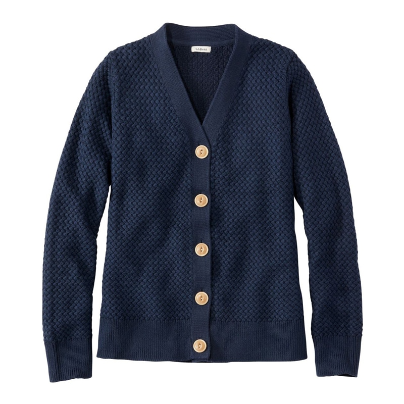 米国フィット・レギュラー バスケットウィーブ・セーター、ボタンフロント・カーディガン