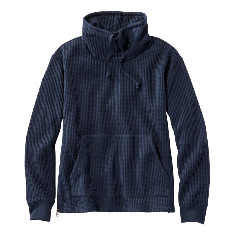 米国フィット・レギュラー シグネチャー・ブラッシュバック・ワッフル・ファネルネック