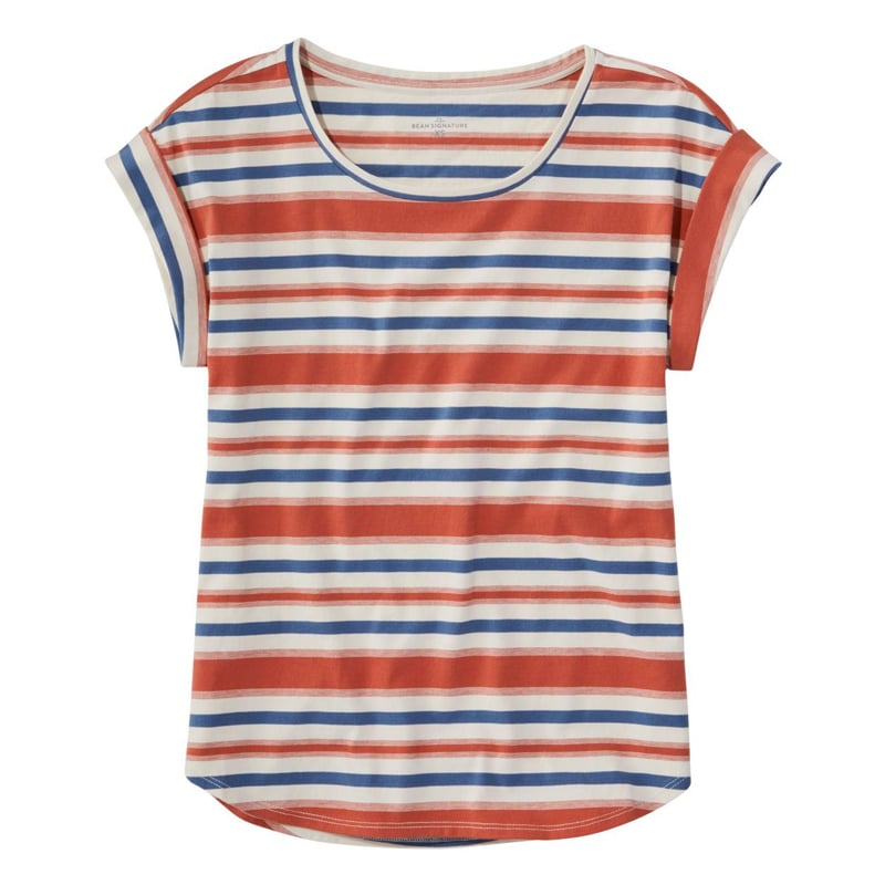 米国フィット・レギュラー シグネチャー・レンジリー・コットン・ティ、スクープネック