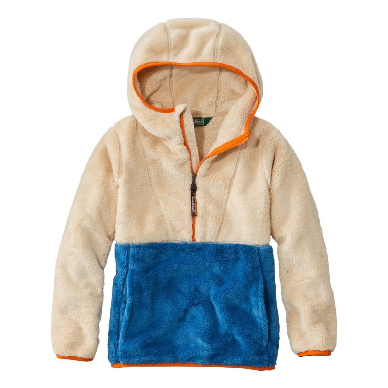 ビックキッズ・エル・エル・ビーン・ハイパイル・フリース・フード・プルオーバー、カラーブロック