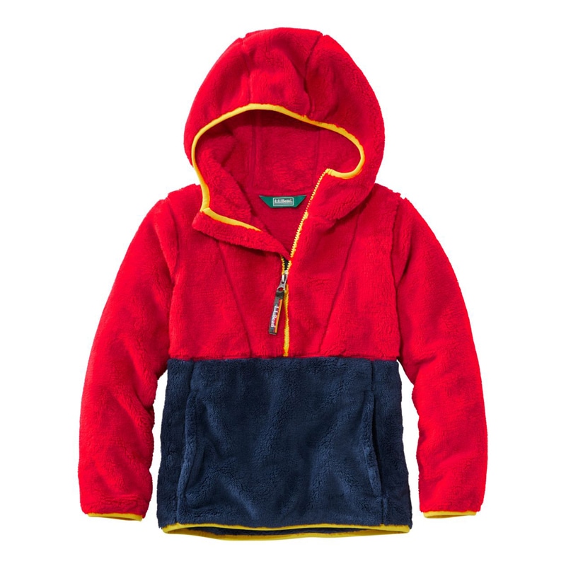 ビックキッズ・エル・エル・ビーン・ハイパイル・フリース・フード・プルオーバー、カラーブロック