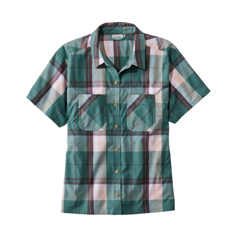 米国フィット・レギュラー エブリデイ・サンスマート・ウーブン・シャツ、半袖 プラッド