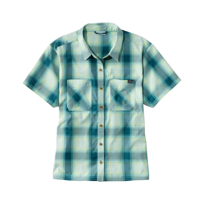 米国フィット・レギュラー エブリデイ・サンスマート・ウーブン・シャツ、半袖 プラッド