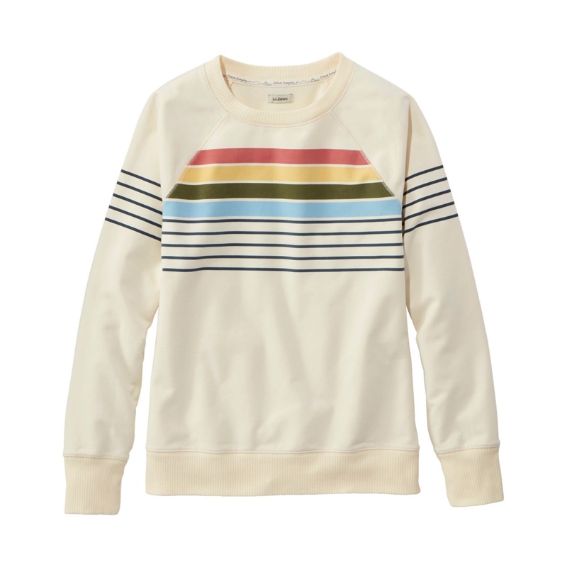 米国フィット・レギュラー エル・エル・ビーン 24/7 スウェットシャツ、クルーネック ストライプ